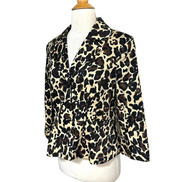 Grace Elements women's 10 leopard print trendy blazer Chic Regency Classic - Picture 3 of 6